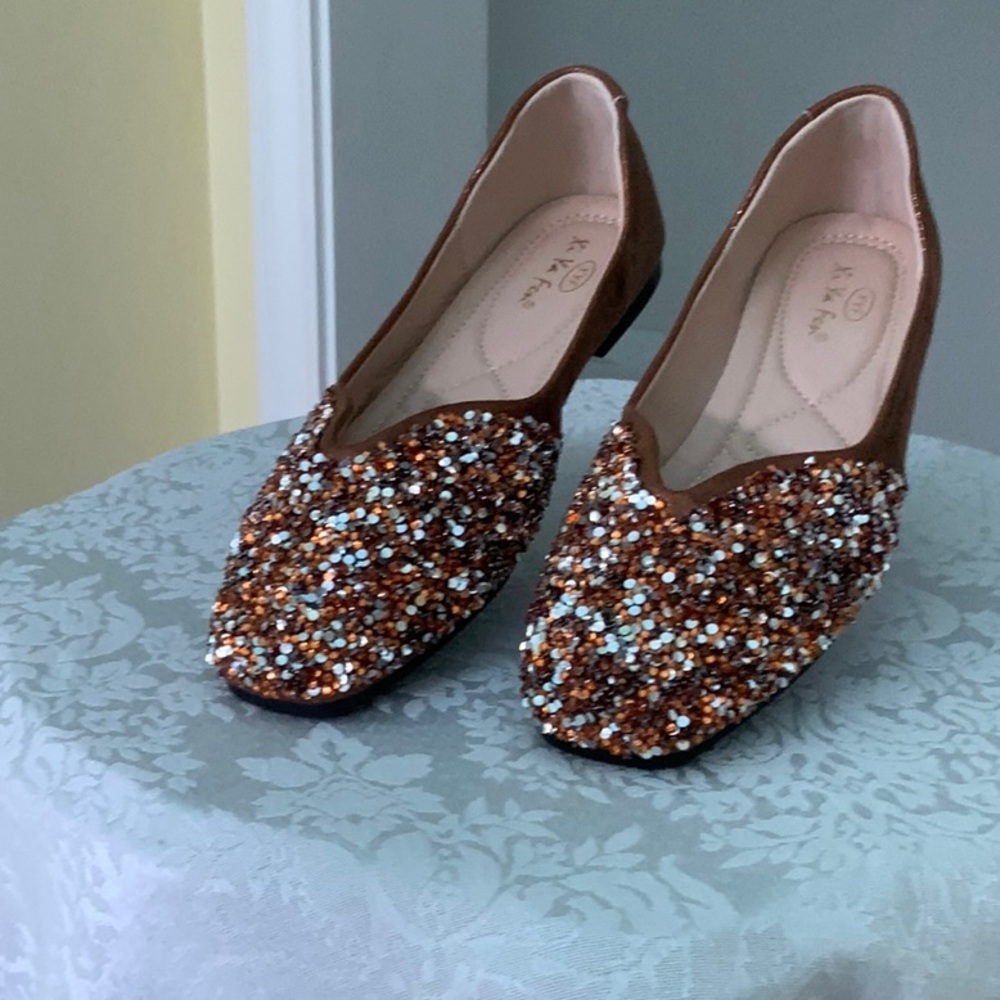 Brown Sequin Loafers